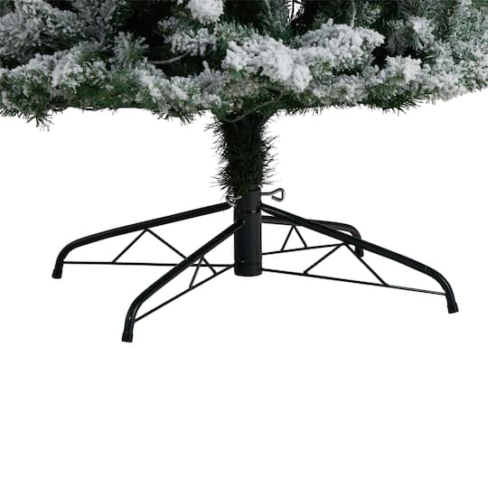 9ft. Pre-Lit Slim Flocked Montreal Fir Artificial Christmas Tree, White LED Lights